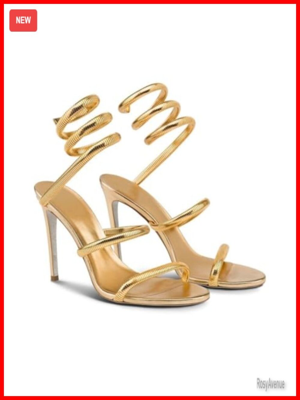 Spiral Stiletto Heeled Sandals Lace Up Slingback Dressy Heels